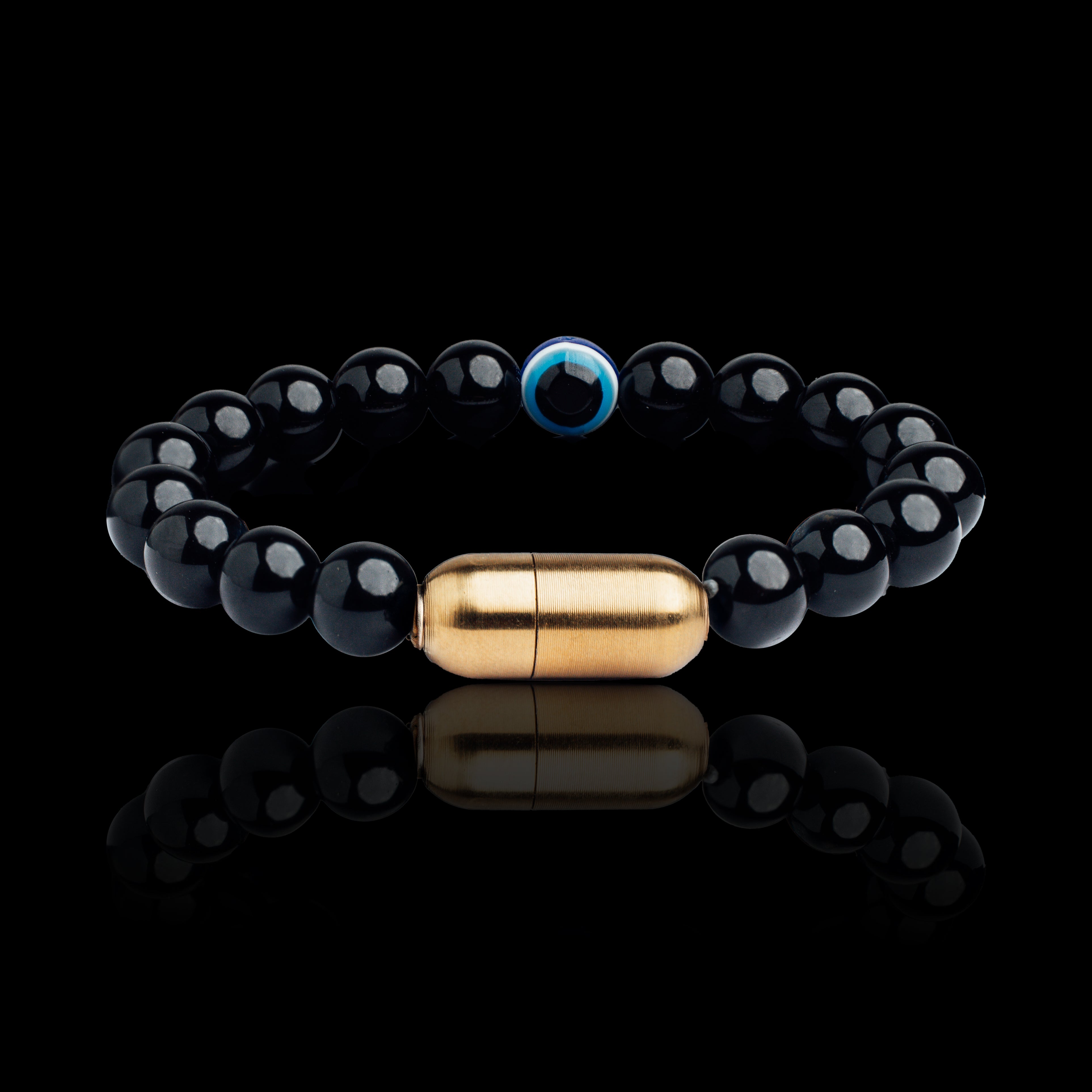 BLACK ONYX EVIL EYE BRACELET (PERSONALISED)