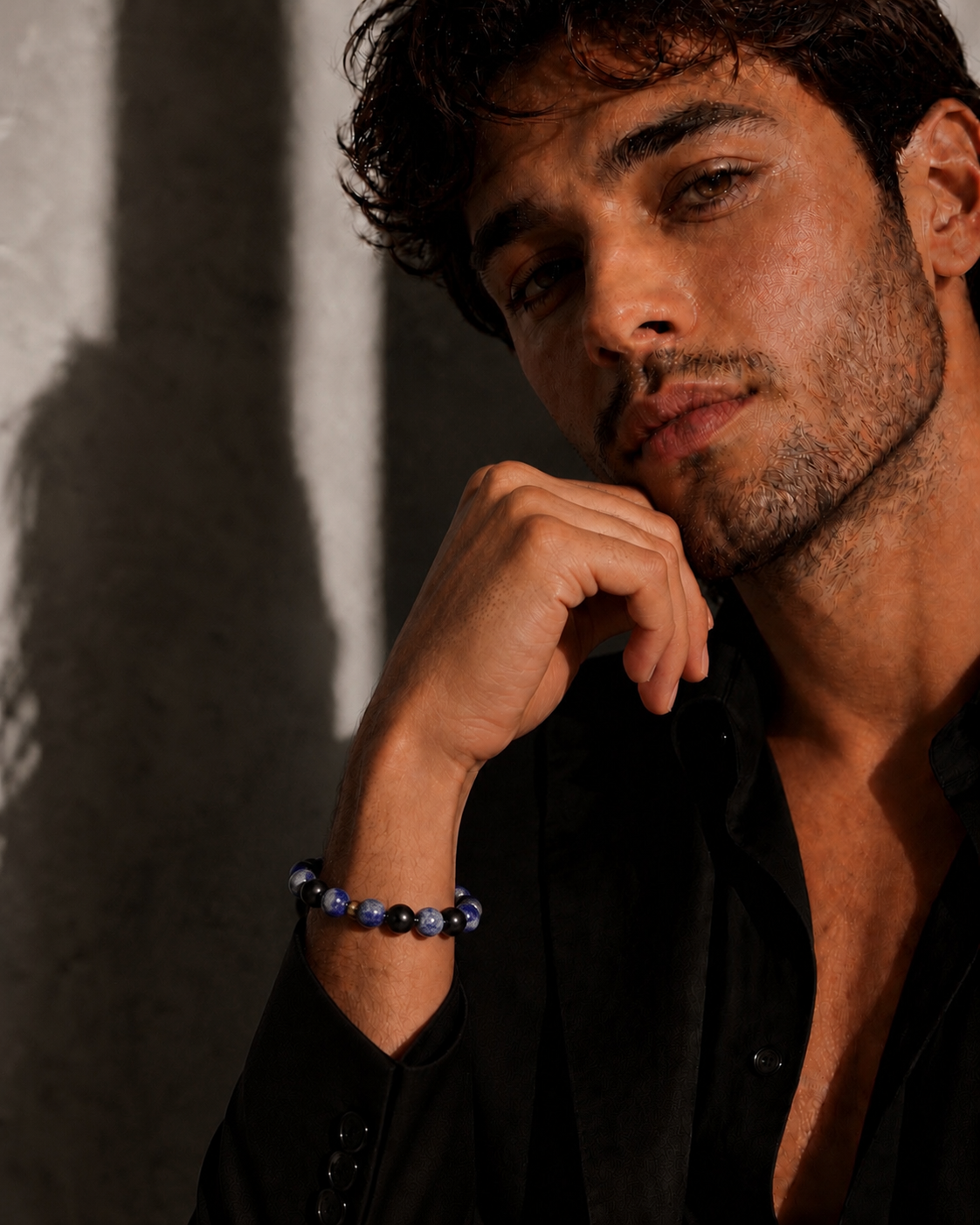 Midnight Lapis & Onyx Wisdom Bracelet (Personalised)