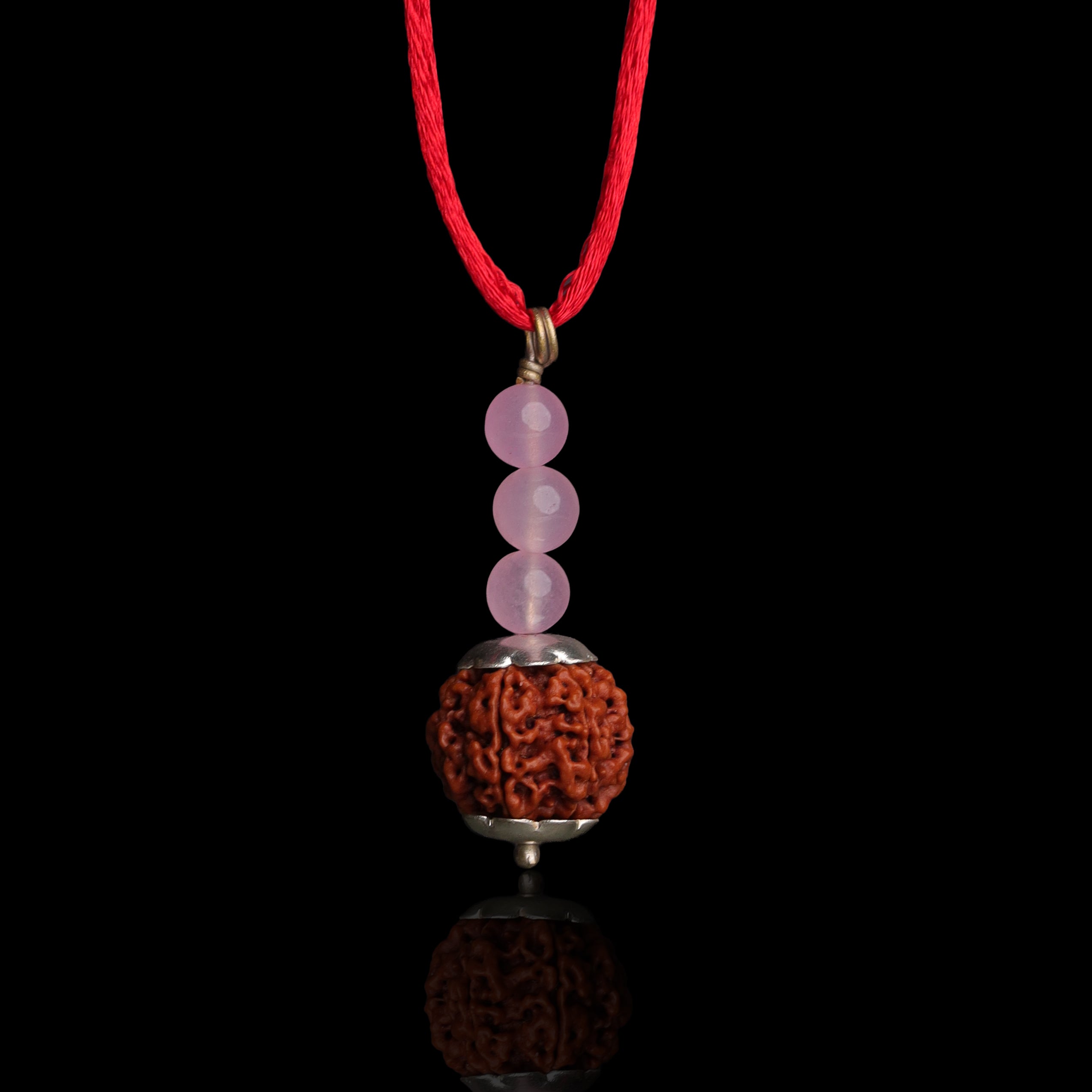 Rudraksha Rose Quartz Heart Blessing Pendant