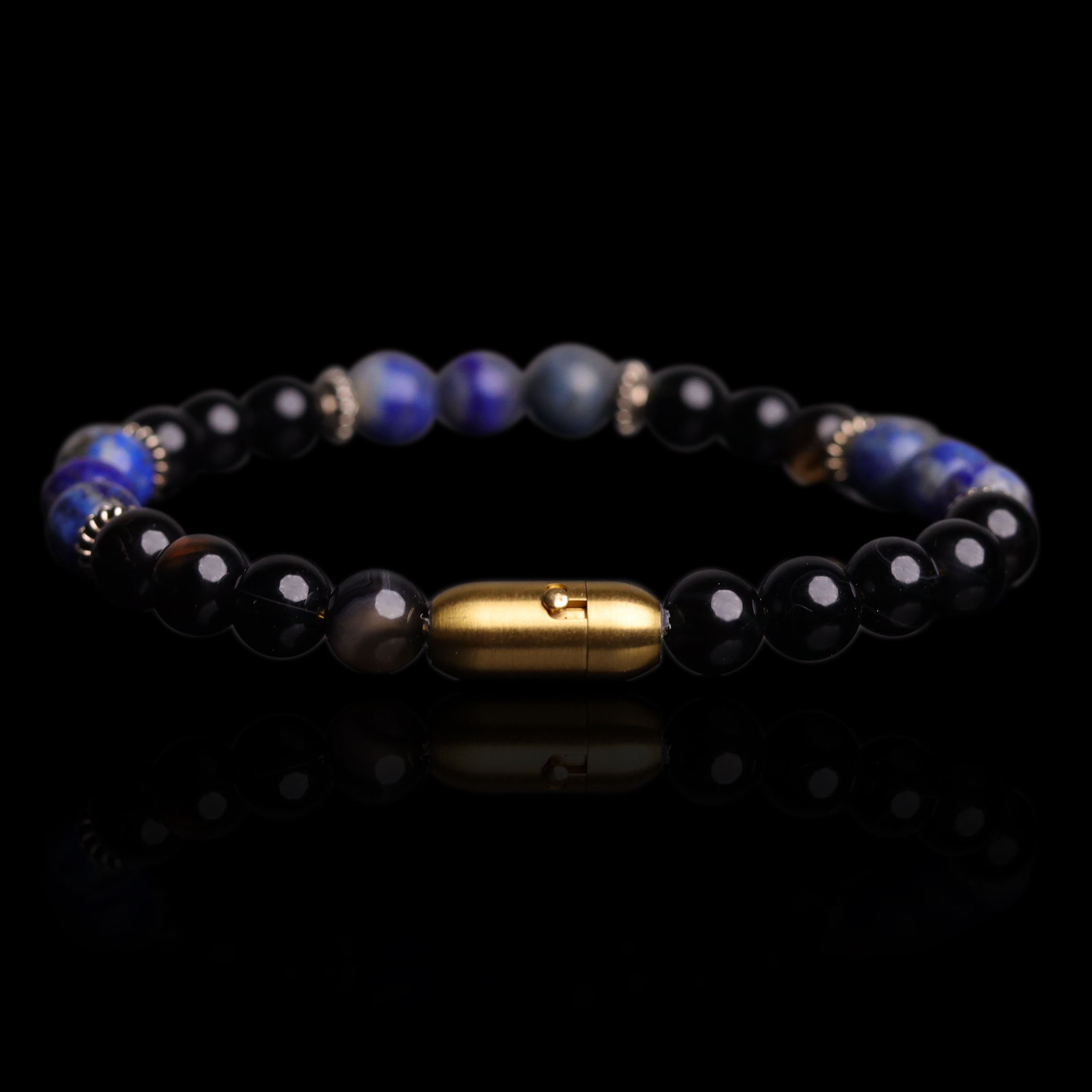Sage Stone Lapis & Onyx Bracelet (Personalised)