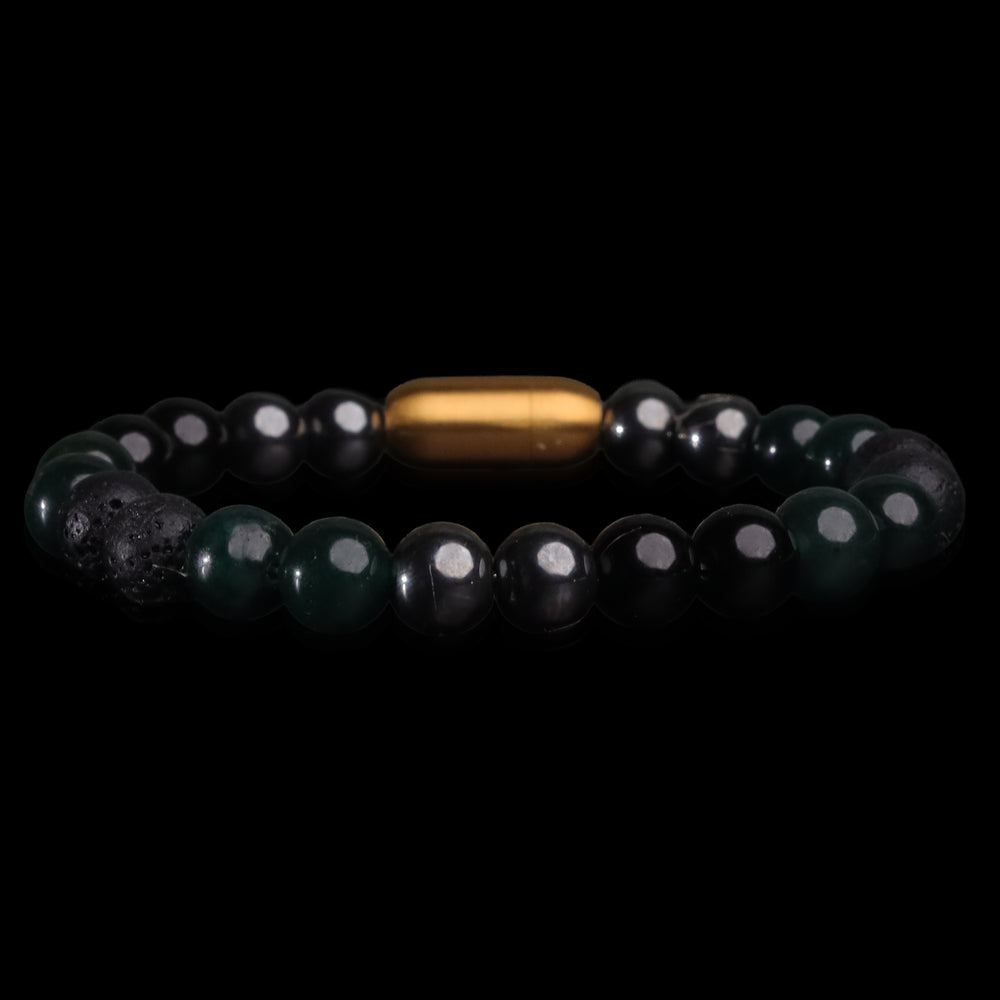 Black Forest Lava & Onyx Bracelet (Personalised)