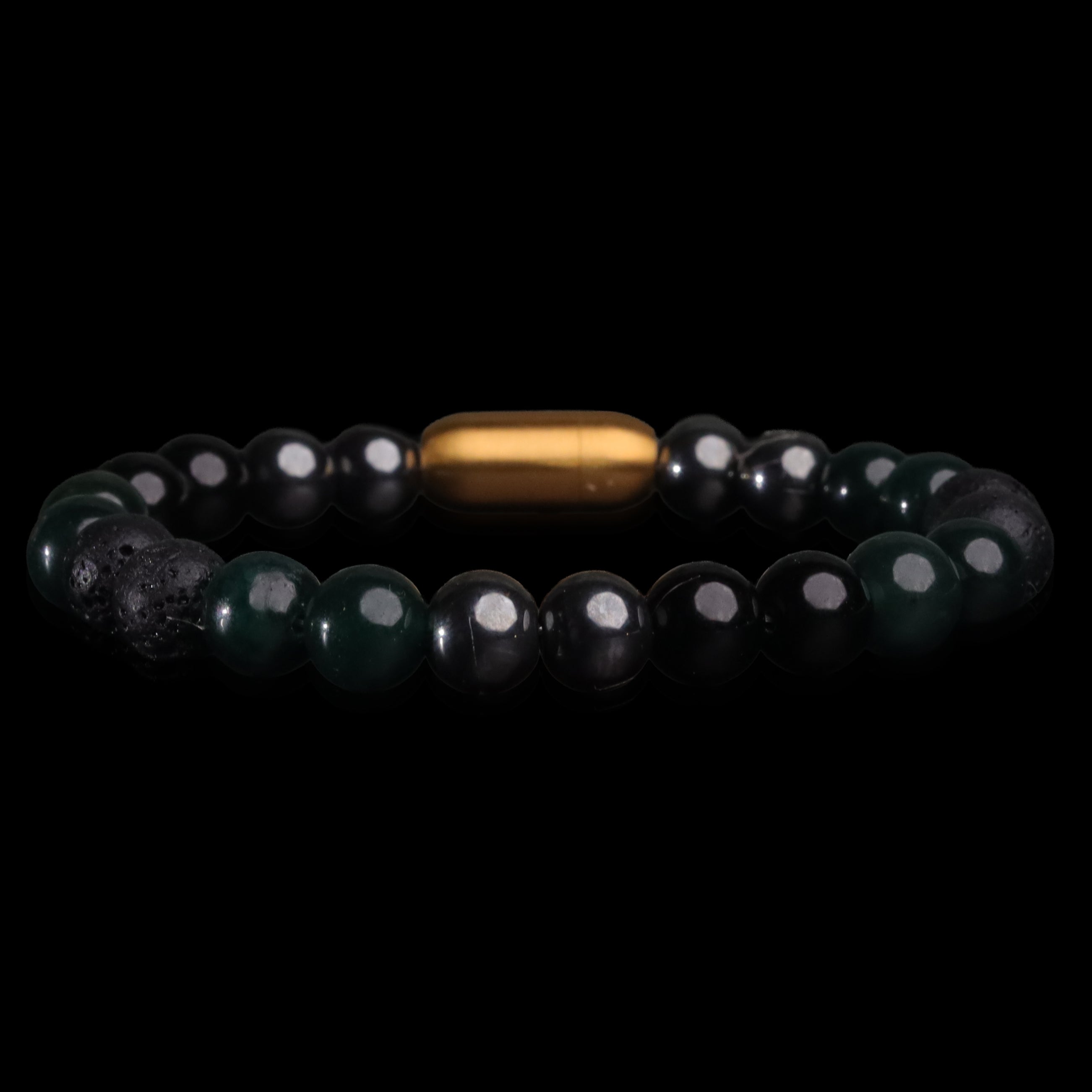 Black Forest Lava & Onyx Bracelet (Personalised)