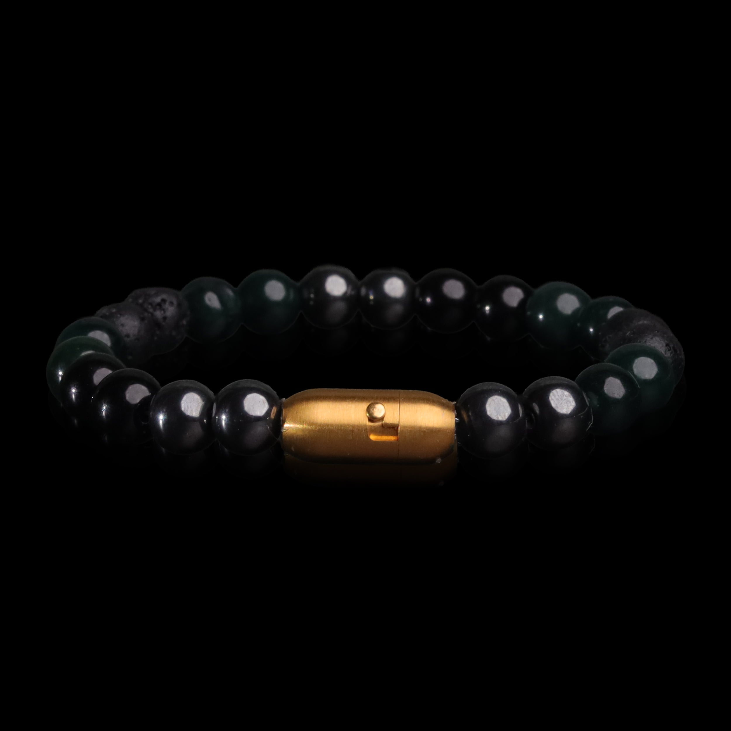 Black Forest Lava & Onyx Bracelet (Personalised)