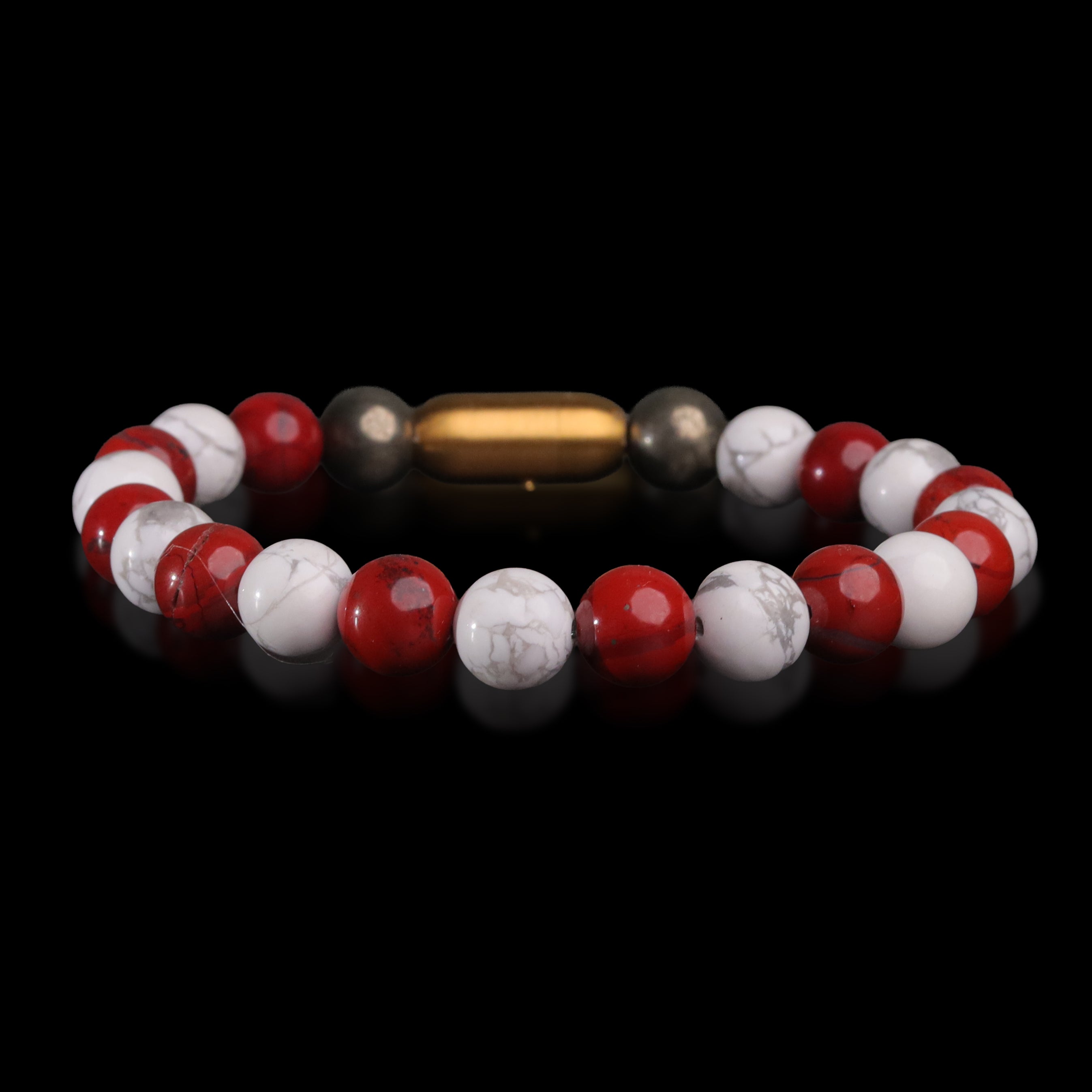 Crimson Snow Red Jasper & Howlite Bracelet (Personalised)