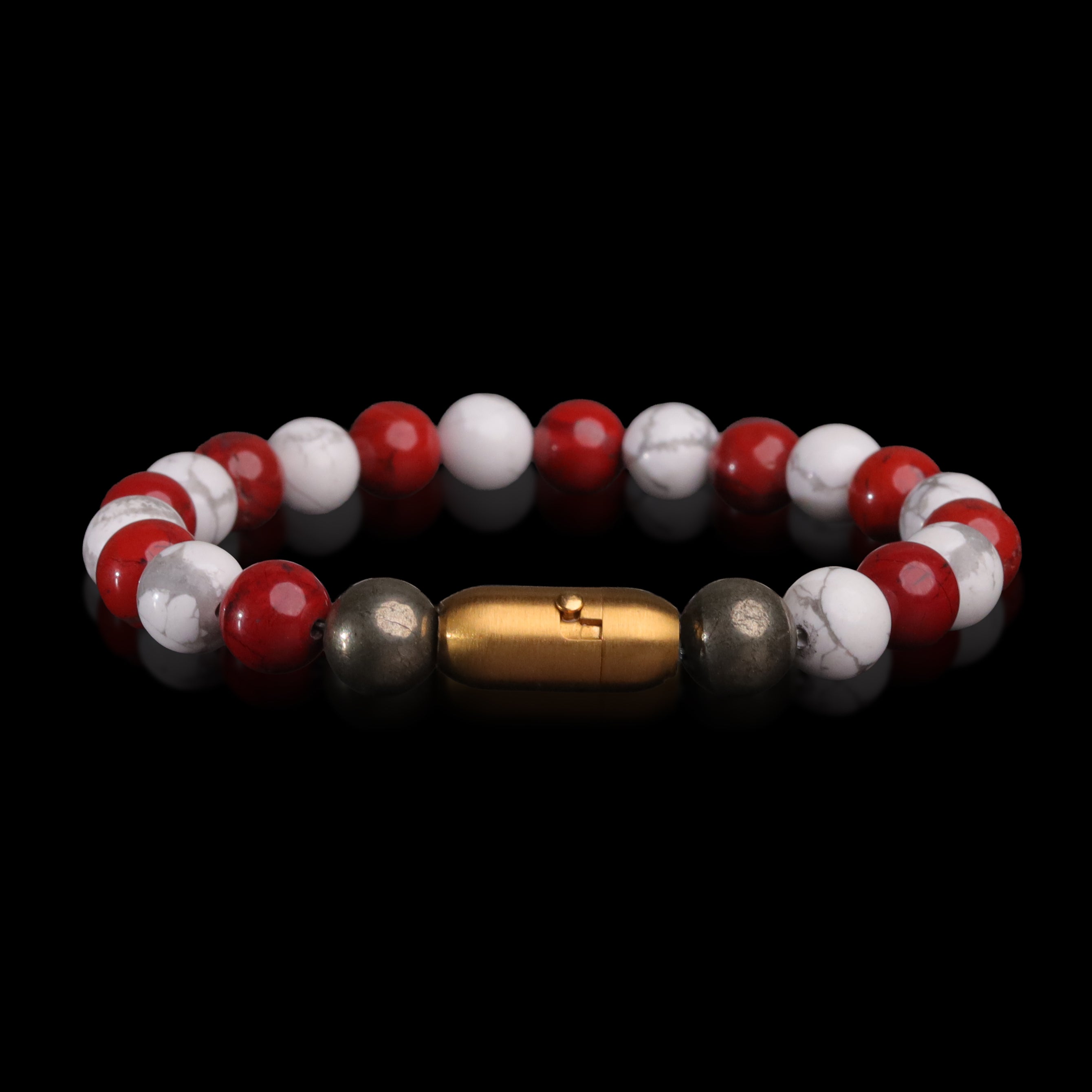 Crimson Snow Red Jasper & Howlite Bracelet (Personalised)