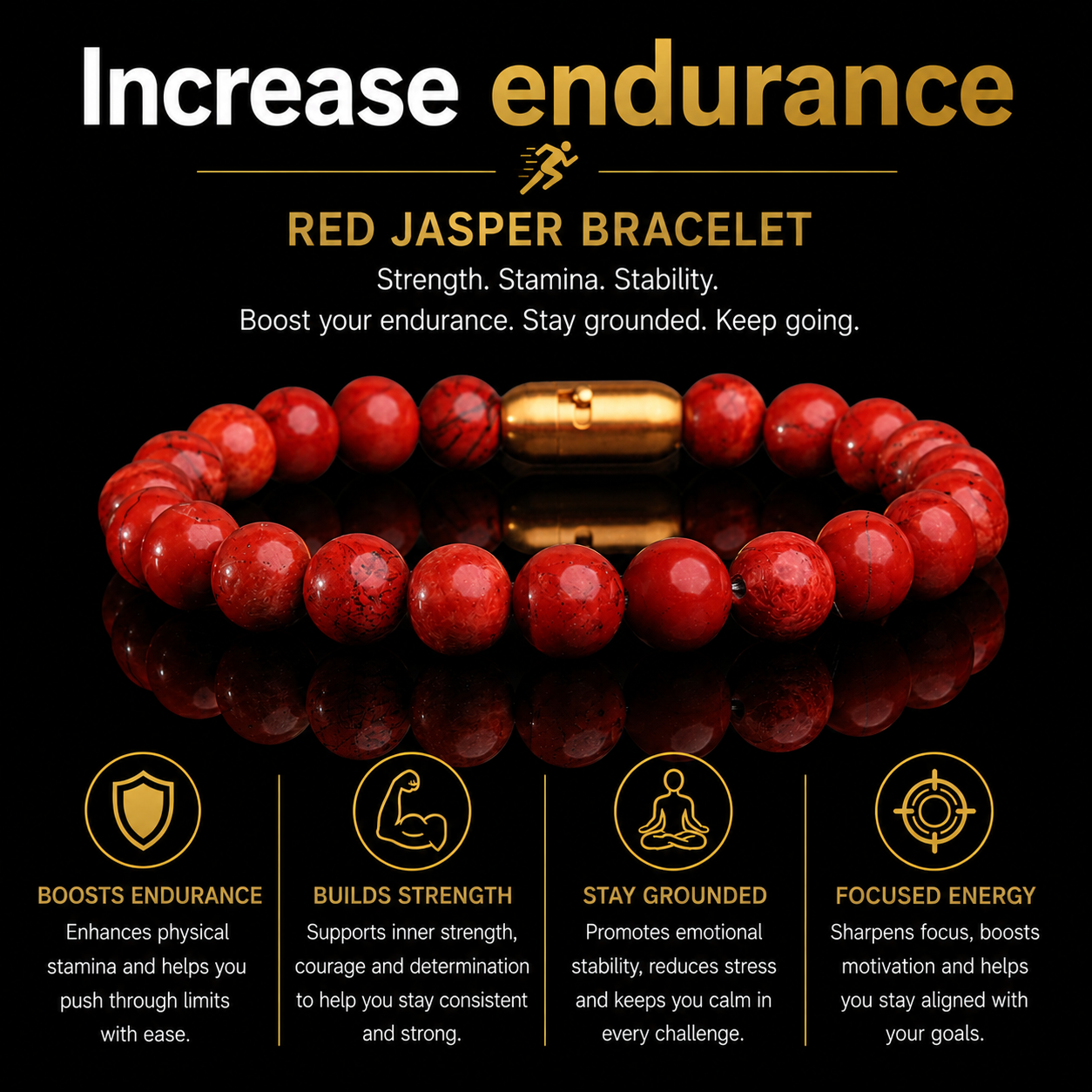Crimson Vitality Red Jasper Bracelet (Personalised)