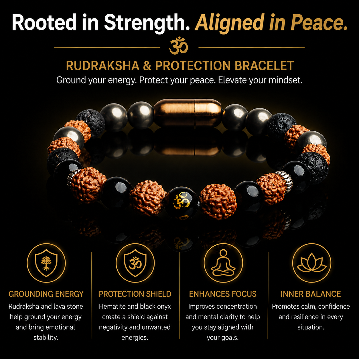 OM RUDRAKSHA ENERGY BRACELET (PERSONALISED)