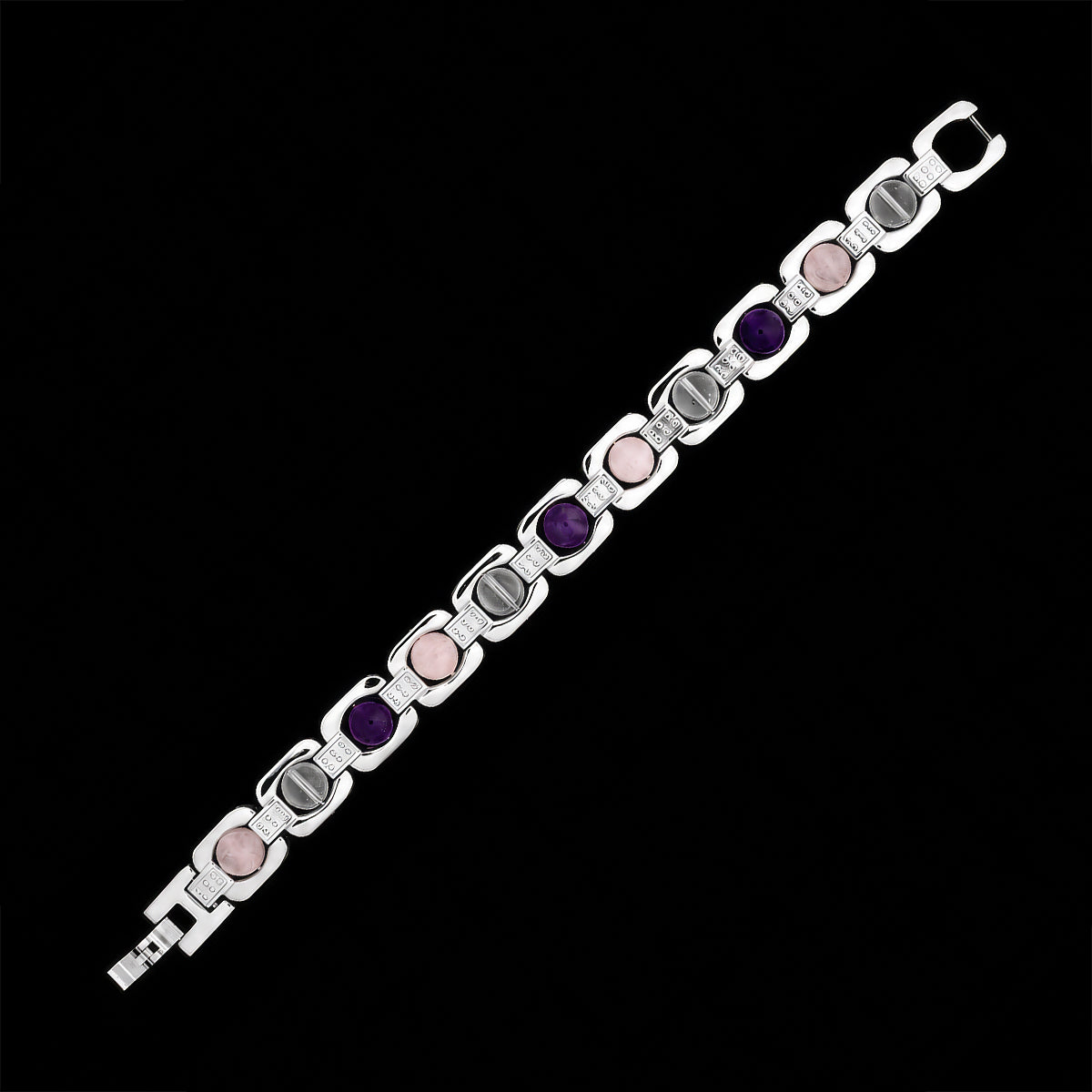 Calm Trio Stone Bracelet — Amethyst, Rose & Clear Quartz