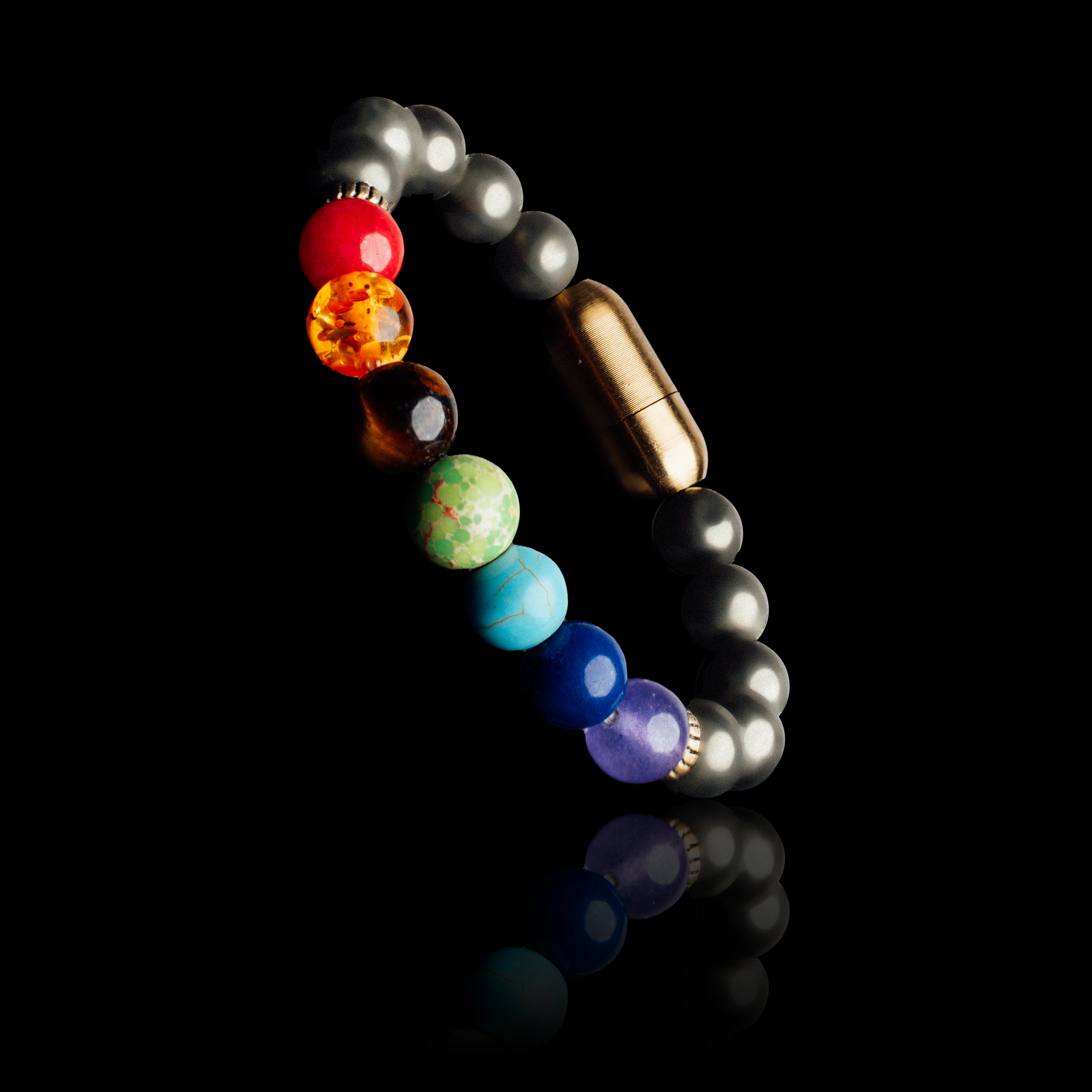 7 CHAKRA HEALING BRACELET WITH HEMATITE (PERSONALISED)