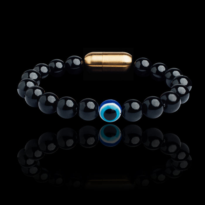 BLACK ONYX EVIL EYE BRACELET (PERSONALISED)