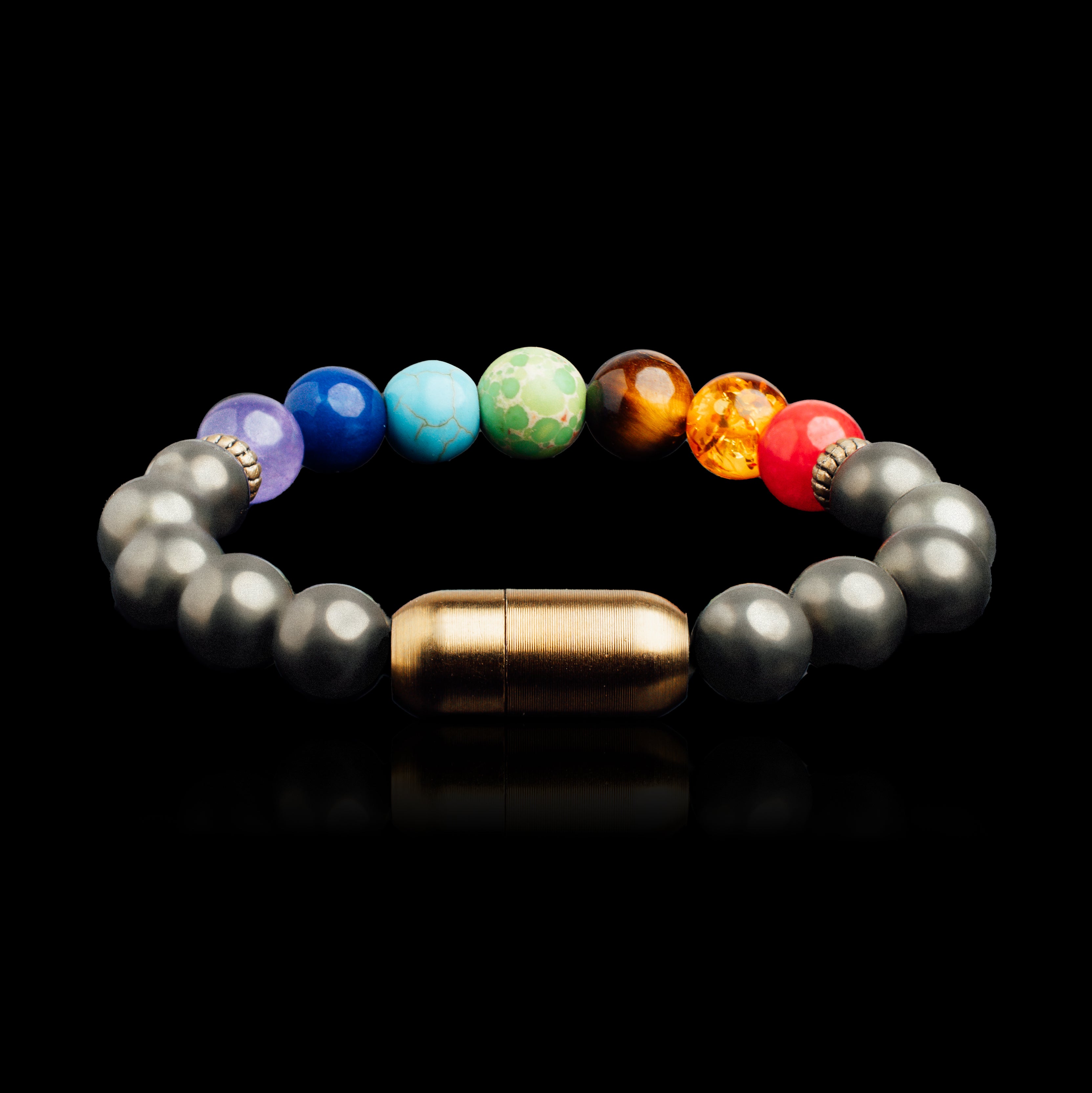 7 CHAKRA HEALING BRACELET WITH HEMATITE (PERSONALISED)