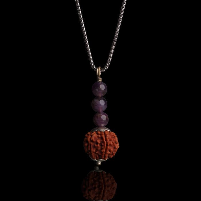 Rudraksha Amethyst Wisdom Pendant