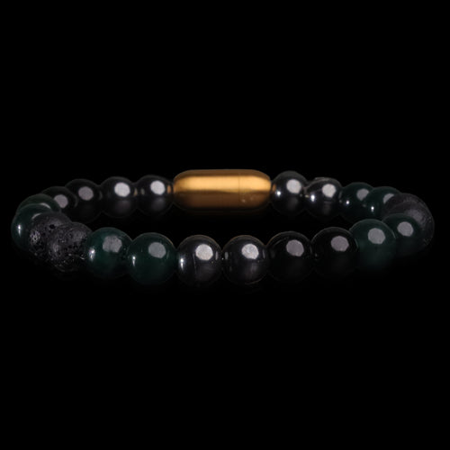 Black Forest Lava & Onyx Bracelet (Personalised)