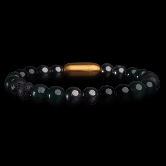 Black Forest Lava & Onyx Bracelet (Personalised)