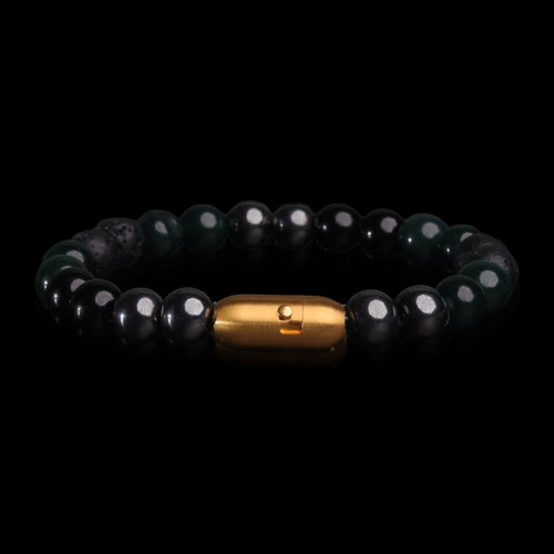 Black Forest Lava & Onyx Bracelet (Personalised)