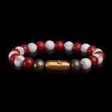 Crimson Snow Red Jasper & Howlite Bracelet (Personalised)
