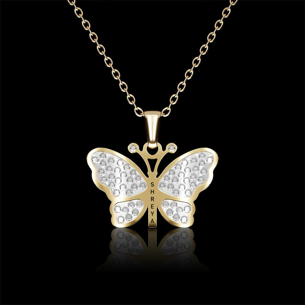 Pinapes Butterfly Necklace Multiple Color Gold-Plated for Women And Girls