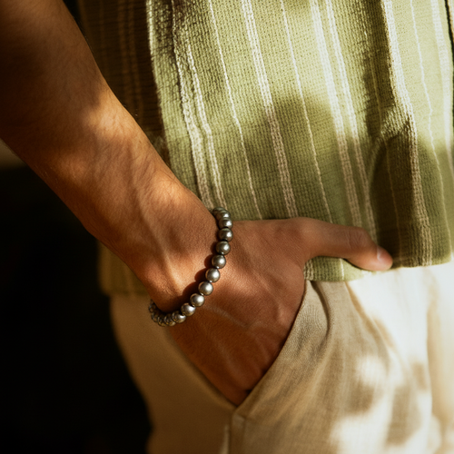 Pyrite stone bracelet for men