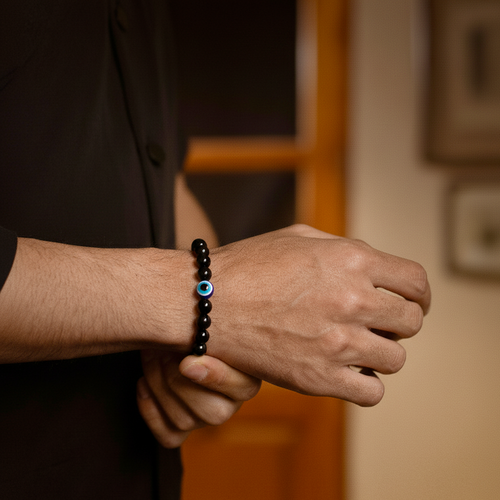 BLACK ONYX EVIL EYE BRACELET (PERSONALISED)