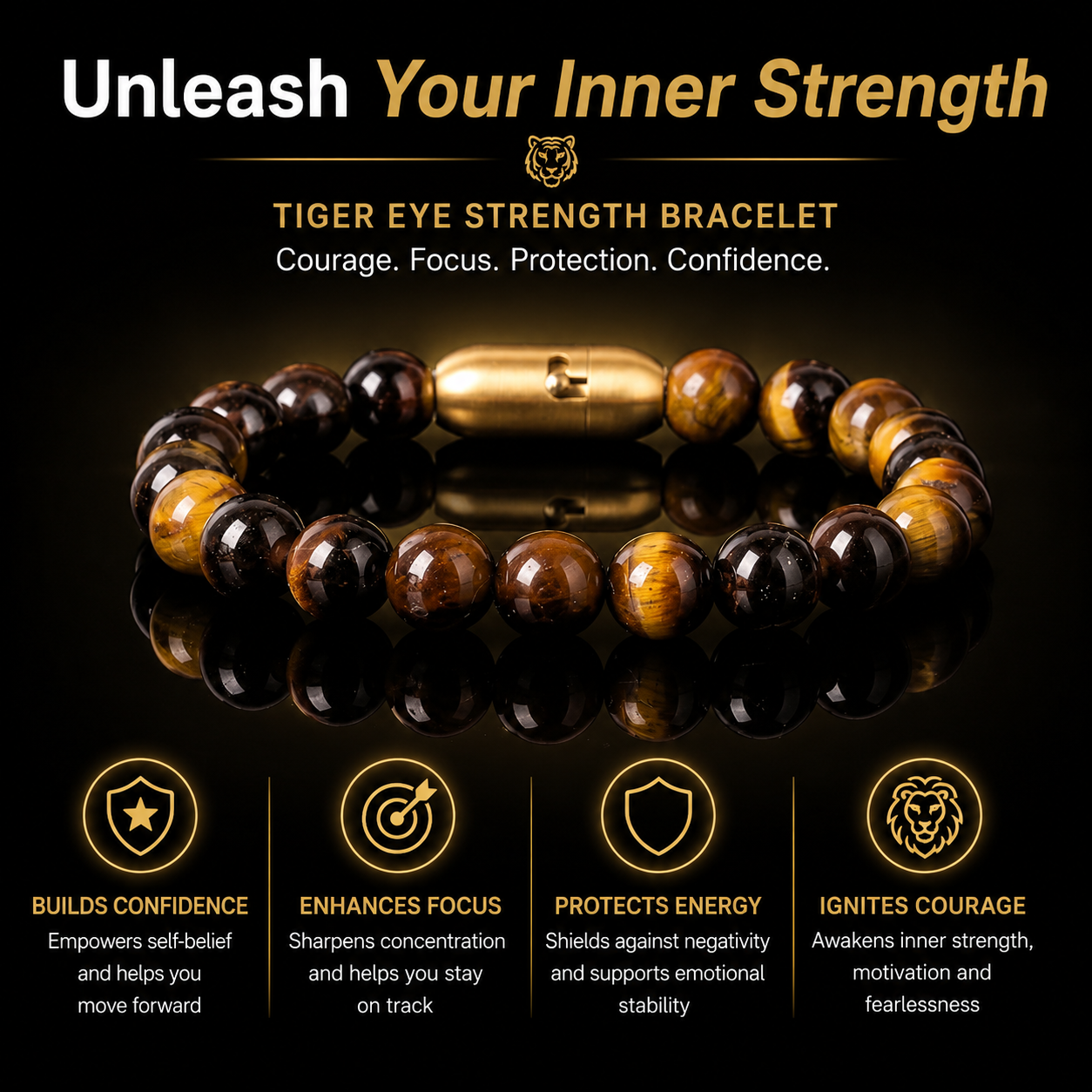 TIGER EYE POWER BRACELET (PERSONALISED)