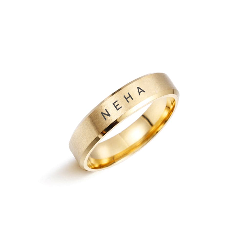 Love Journey Gold Name Couple Rings
