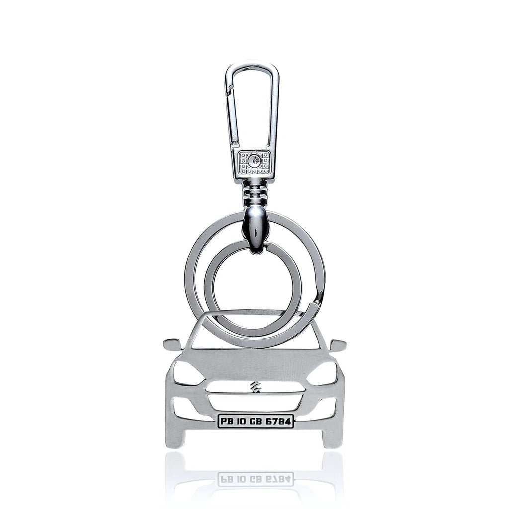Audi New Metal car logo key Shinny Titanium & Leather KeyChain Car Dual Ring  Key fob Metal Fashion | 6 Side Auto